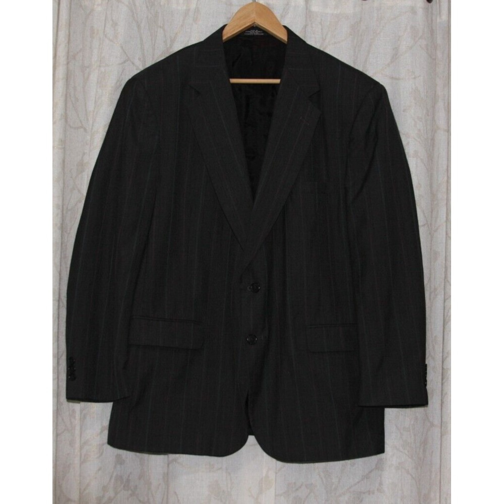 Mens Charcoal Striped TownCraft Suit Jacket Blazer Size‎ 46R EUC